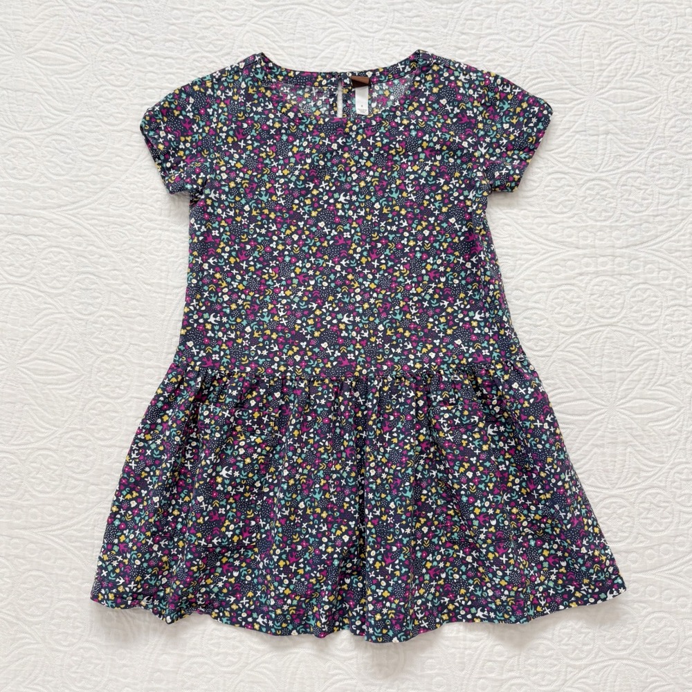 Tea Collection Girls'‎ Floral Woven Pocket Dress (Sz 8)